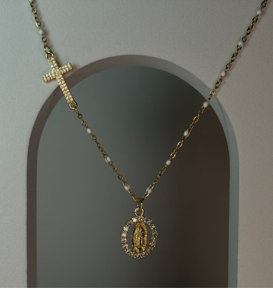 Virgen Mary Cross Necklace