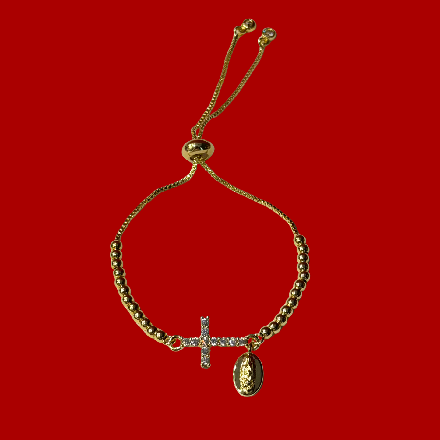 Cross Bracelet With Virgin Mary Pendant