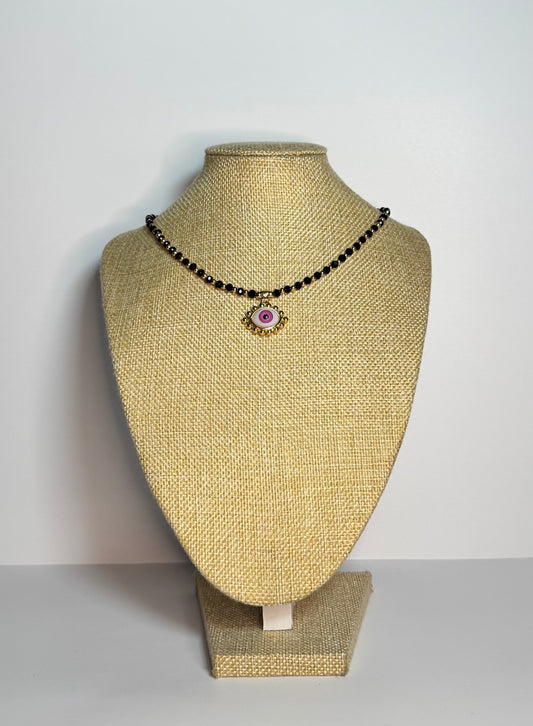 Pink Eye Charm Necklace