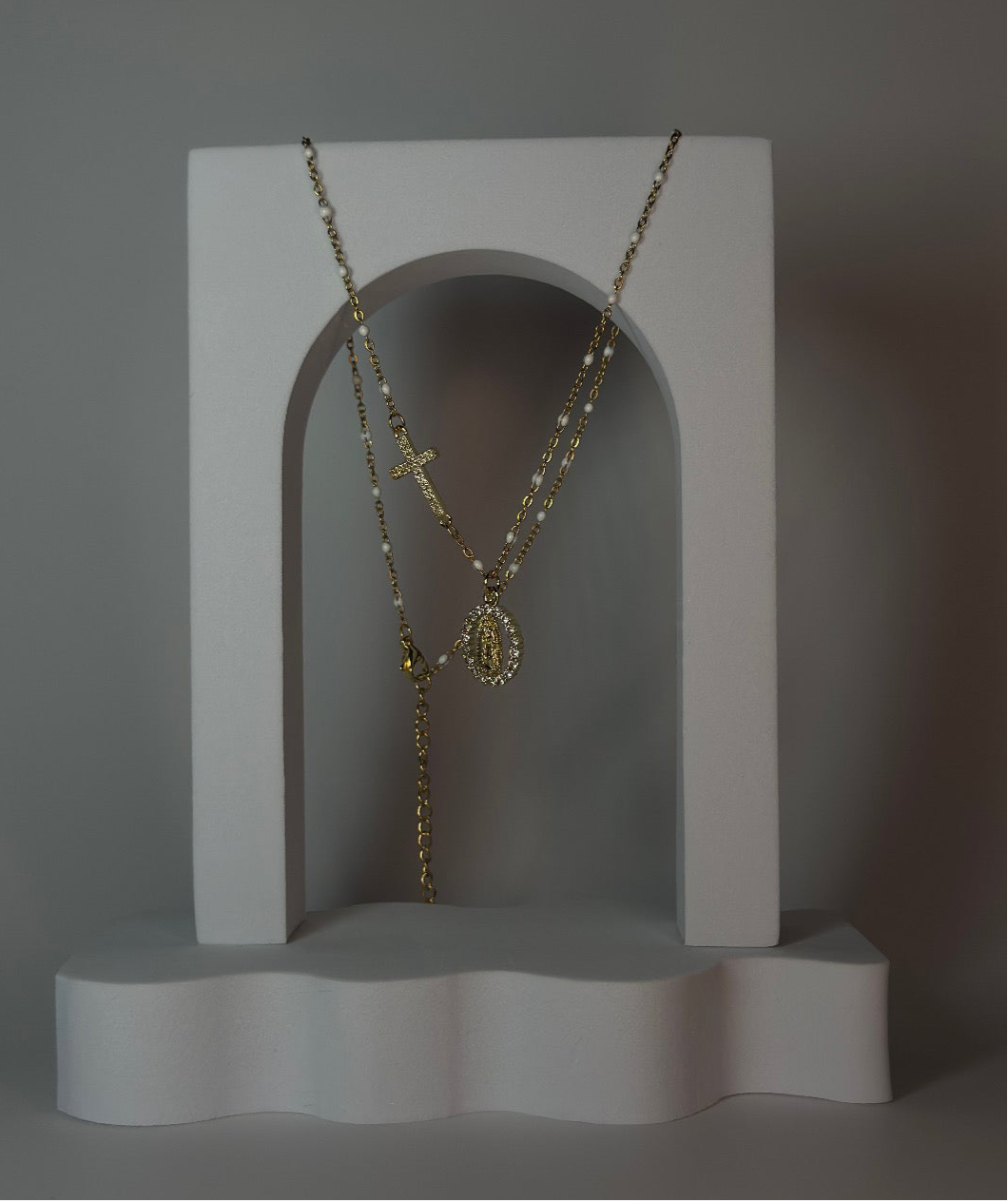 Virgen Mary Cross Necklace