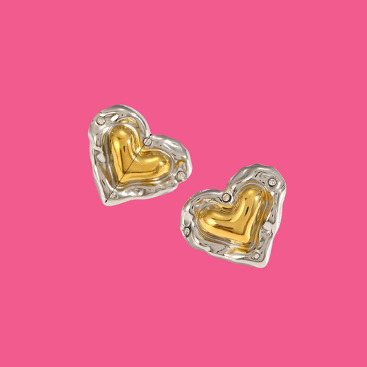 Mixed Metal Heart Earrings