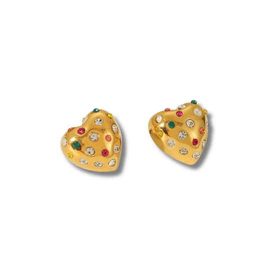 Colorful Rhinestone Heart Earrings