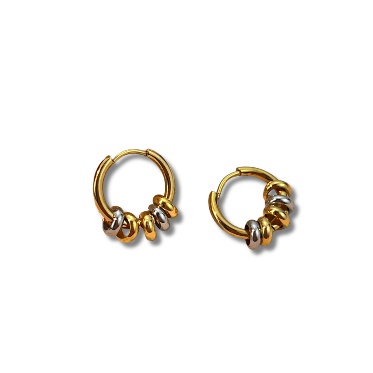 Mixed Metal Huggie Earrings