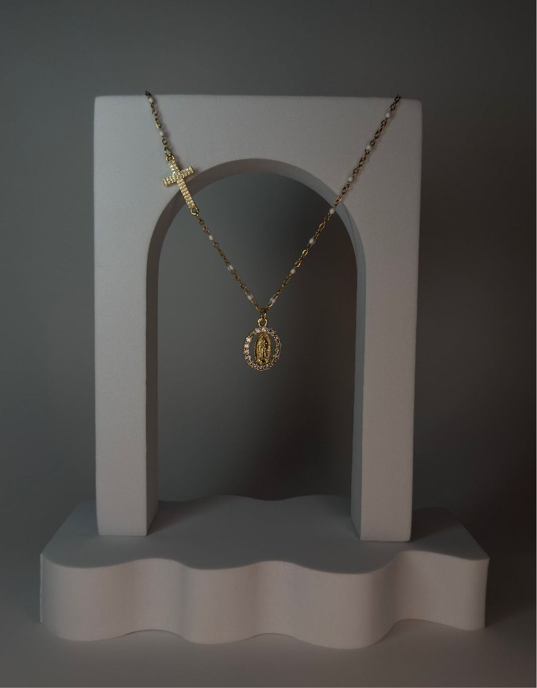 Virgen Mary Cross Necklace