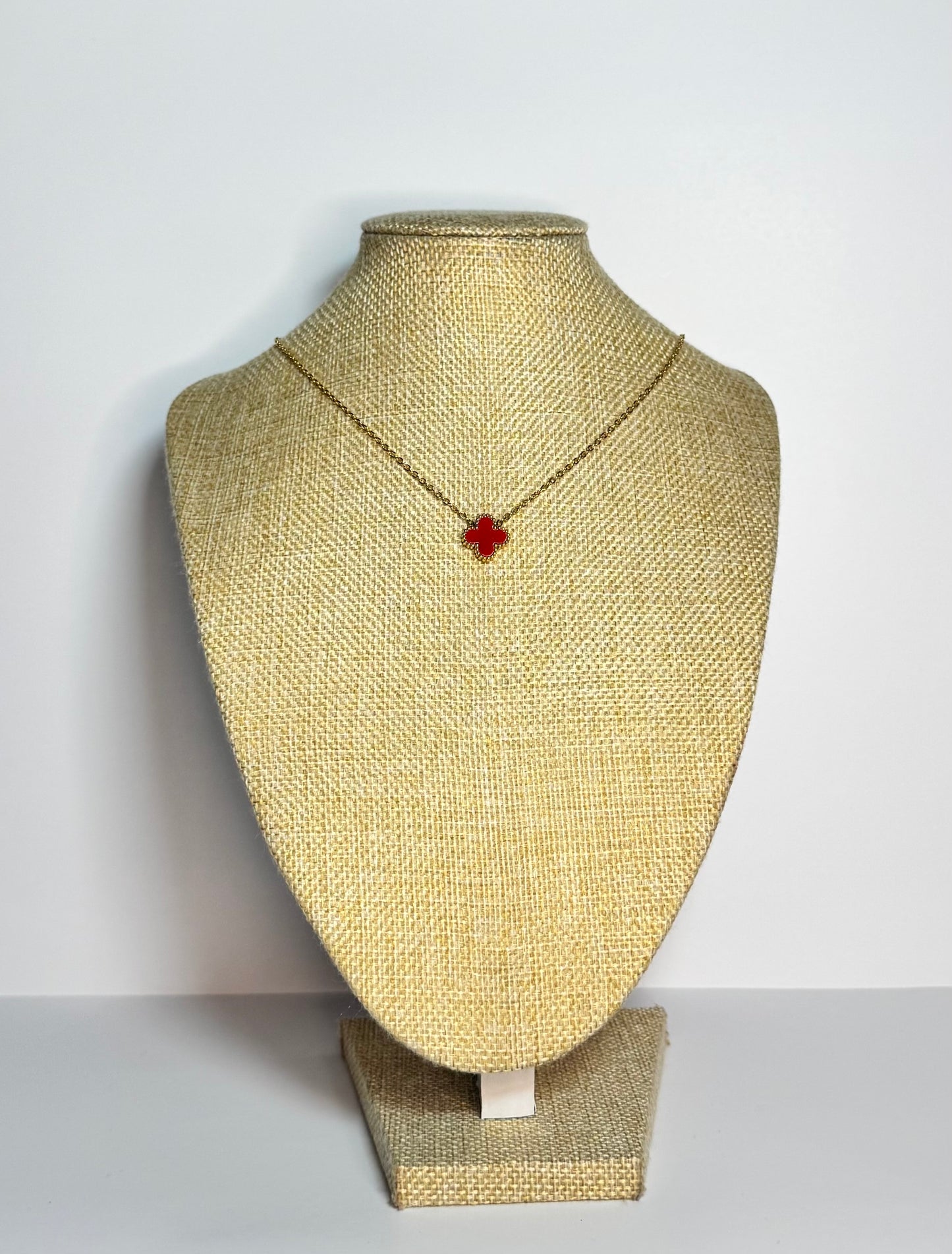 Red Four Leaf Necklace