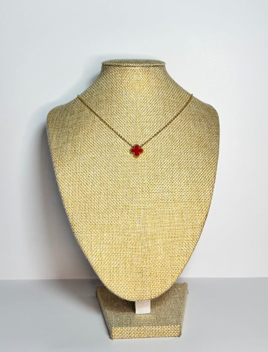 Red Four Leaf Necklace