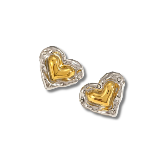 Mixed Metal Heart Earrings