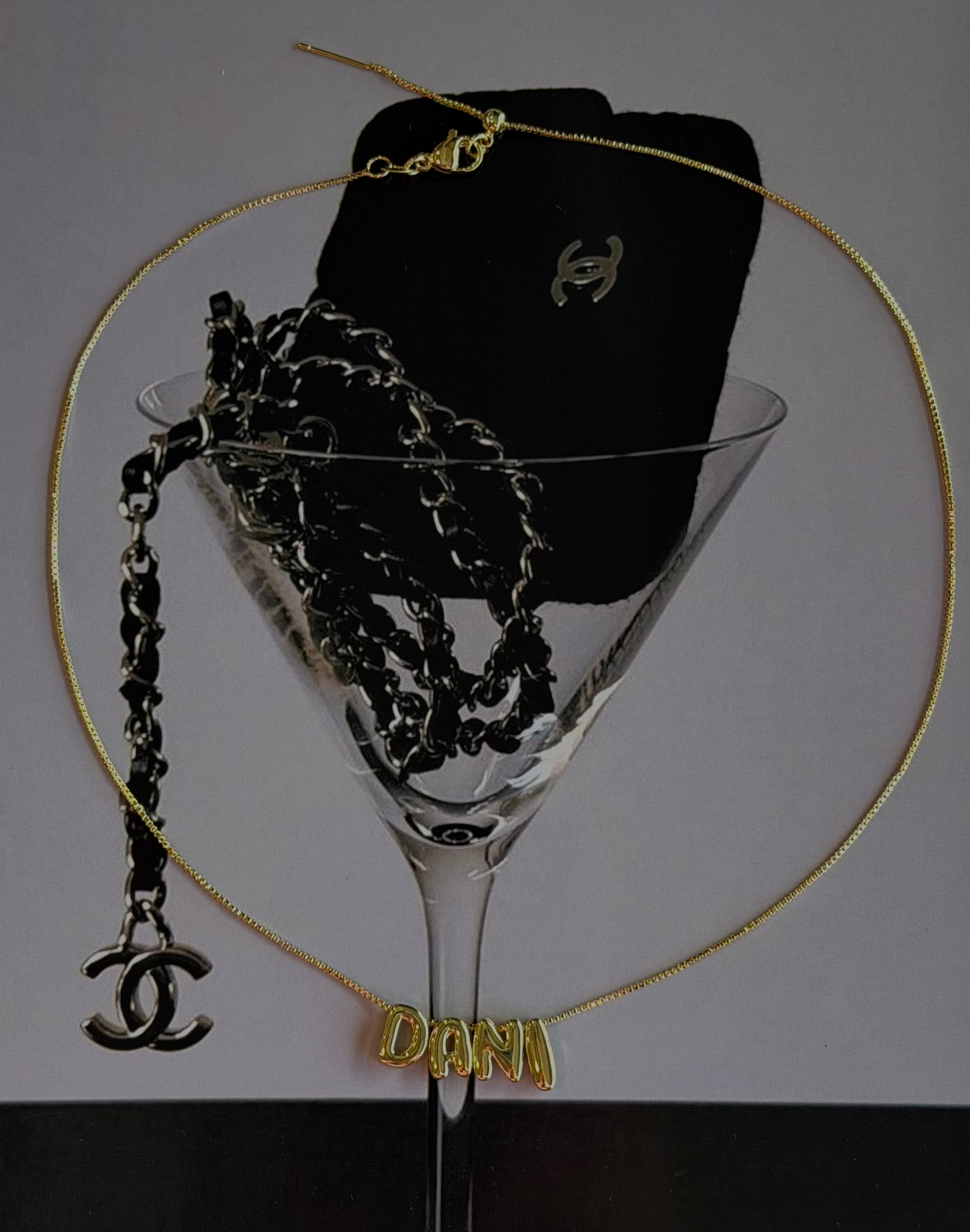 Gold Bubble Letter Necklace