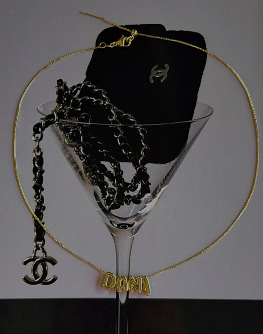 Gold Bubble Letter Necklace