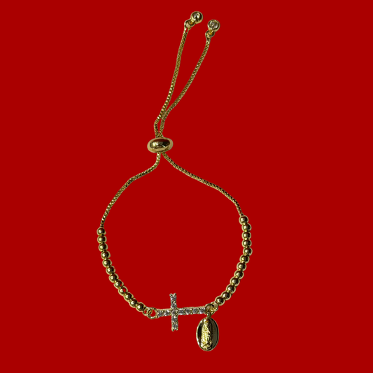 Cross Bracelet With Virgin Mary Pendant