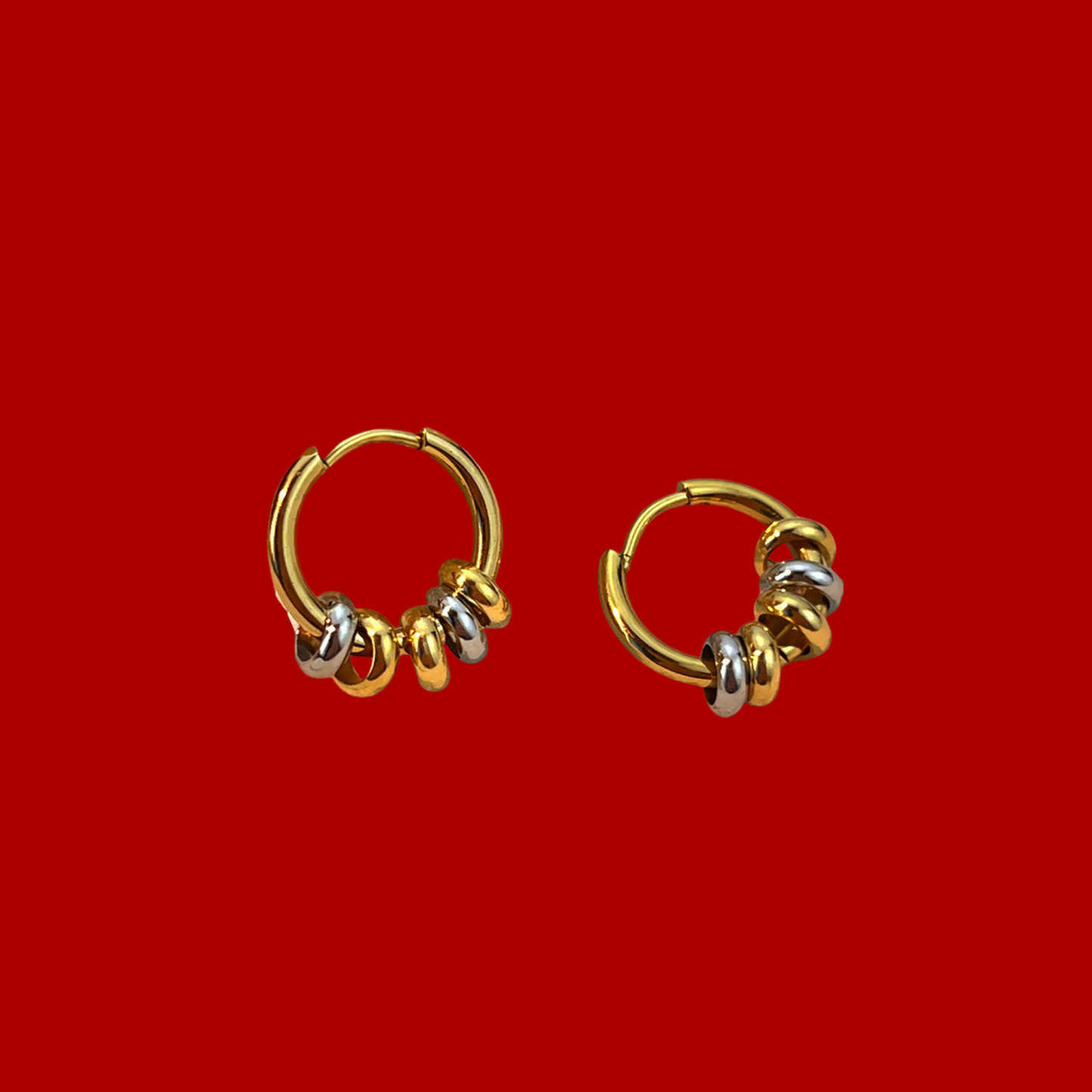 Mixed Metal Huggie Earrings