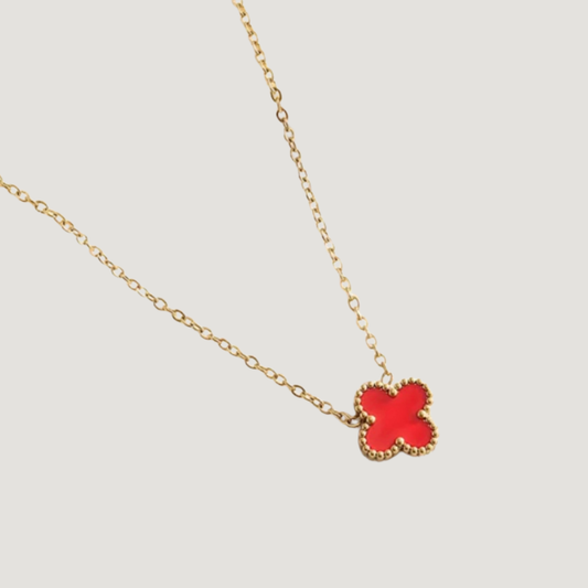 Red Four Leaf Necklace