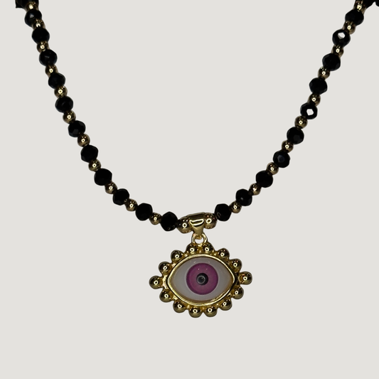 Pink Charm Eye Necklace