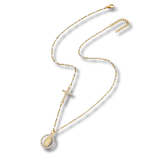 Virgen Mary Cross Necklace
