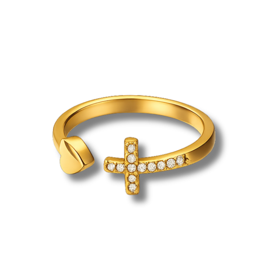 Sparkly Cross Ring